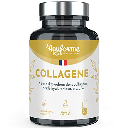 Colágeno 100 % natural, más eficaz que el colágeno marino, enriquecido con ácido hialurónico, elástico y Co Enzyme Q10, acción antiedad y antiarrugas - 60 g/30 días - Fabricado en Francia por Apyforme
