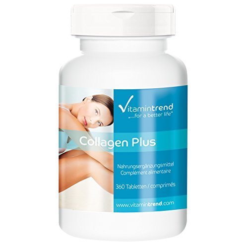 Colágeno con ácido hialurónico y vitamina C – bote grande para ¡4 MESES!– gran dosificación de Colágeno sin aditivos – para piel– huesos y articulaciones