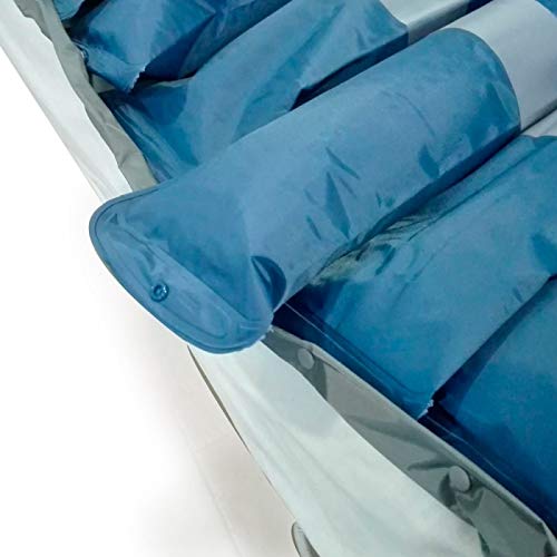 Colchón antiescaras de aire , Para escaras de grado I y II , Con compresor , Nylon y PVC , 200 x 86 x 9.5 , 20 celdas , Azul