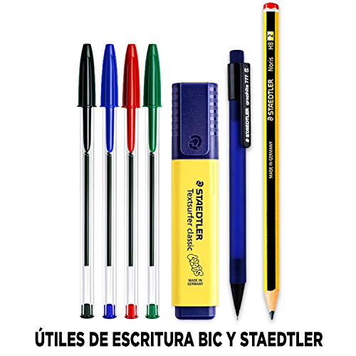 Coleset Pack Material Escolar Secundaria Instituto ESO Educacion Kit Utiles Escolares Set Escolar Lote Materiales Escolares Kawaii Lápices de Colores Rotuladores Boligrafos Bic Papeleria
