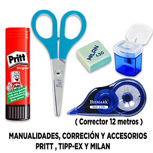 Coleset Pack Material Escolar Secundaria Instituto ESO Educacion Kit Utiles Escolares Set Escolar Lote Materiales Escolares Kawaii Lápices de Colores Rotuladores Boligrafos Bic Papeleria