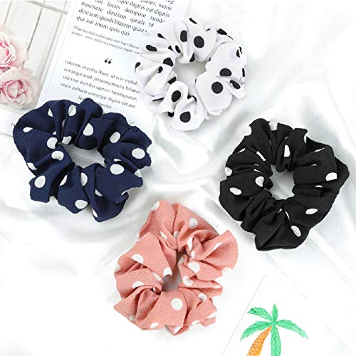 Coleteros de gasa para el cabello, 16 unidades de colores mixtos de gasa con flores elásticas para el pelo para mujeres y niñas