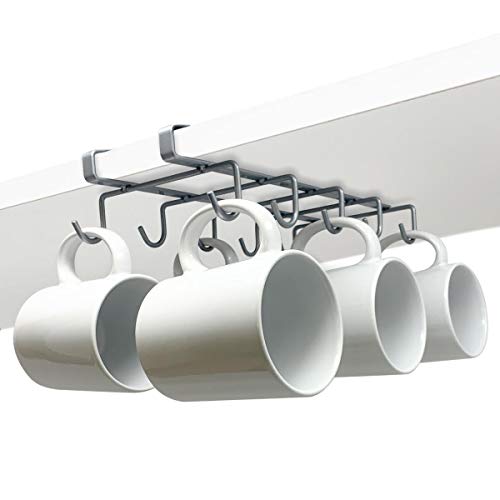 Colgador tazas y organizador armarios cocina | Colgador utensilios cocina ideal como portavasos o colgador tazas | Organizador armario cocina de hierro con ganchos para taza debajo del estante