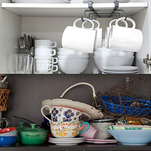 Colgador tazas y organizador armarios cocina | Colgador utensilios cocina ideal como portavasos o colgador tazas | Organizador armario cocina de hierro con ganchos para taza debajo del estante