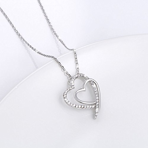 Colgante Corazones Enlazados para chica y mujer en plata de ley 925 y Circonitas, con diseño romántico de moda. Ideal para regalo de navidad a tu mujer
