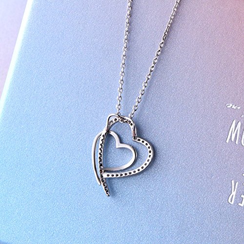 Colgante Corazones Enlazados para chica y mujer en plata de ley 925 y Circonitas, con diseño romántico de moda. Ideal para regalo de navidad a tu mujer