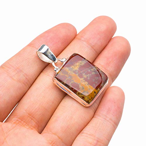 Colgante de plata de ley 925 hecho a mano con piedra de sangre natural, 3,8 cm D2259