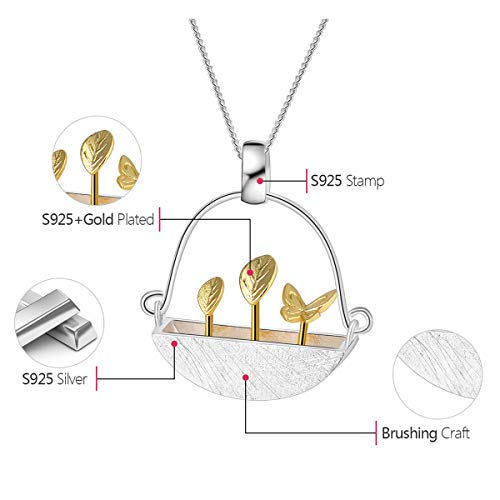 Colgante Lotus Fun S925 de plata de ley con diseño de Mi pequeño jardín colgante creativo de estilo natural hecho a mano, joya única para mujeres y niñas