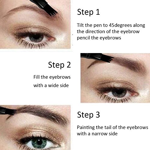 colinsa Cejas lápiz Eyebrow Pencil Tattoo Eyebrow Pen with Four Tips Long Lasting duradera Waterproof Brow Gel for Eye Makeup flüssiger Cejas de tätowierungs de lápiz Four Fork Cejas stif