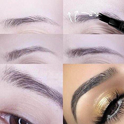 colinsa Cejas lápiz Eyebrow Pencil Tattoo Eyebrow Pen with Four Tips Long Lasting duradera Waterproof Brow Gel for Eye Makeup flüssiger Cejas de tätowierungs de lápiz Four Fork Cejas stif