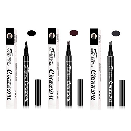 colinsa Cejas lápiz Eyebrow Pencil Tattoo Eyebrow Pen with Four Tips Long Lasting duradera Waterproof Brow Gel for Eye Makeup flüssiger Cejas de tätowierungs de lápiz Four Fork Cejas stif
