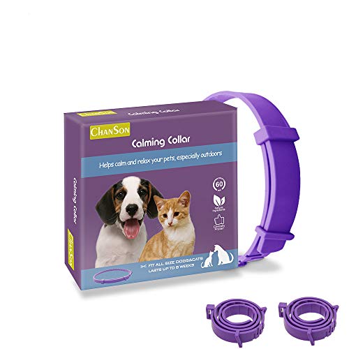 Collar calmante para perros y gatos,Collar ajustable contra la ansiedad,Alivio de la ansiedad de efecto calmante duradero a prueba de agua natural y seguro,2 paquetes(Pequeño)
