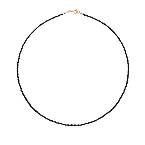 Collar Camille de plata vermeil rosa y y piedras de ónix. Largo 42 cm, Cierre en Vermeril rosado de 18kt