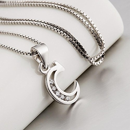 Collar Colgante Mujer Muchacha, BBYaki 26 letras A la Z, Navidad Año Nuevo Tarjeta Valentín Para Mejor Regalo / Esposa / Novia, S925 Sterling Silver 18 Pulgadas Cadena , C