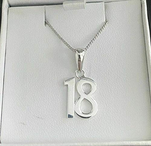 Collar con colgante de 18 cumpleaños con acabado en oro blanco para mujer, cumpleaños, Año Nuevo, Día de San Valentín, regalo para mamá, esposa, hermana, novia, viene con caja de regalo