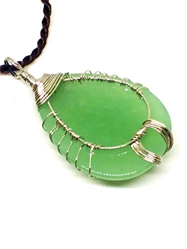 Collar con colgante de árbol de la vida, piedra preciosa natural, jade verde