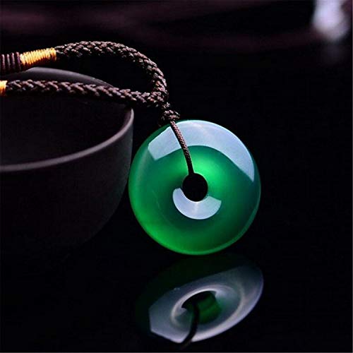 Collar de cuerda con colgante de jade natural de color verde, para mujer o hombres