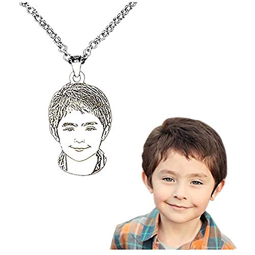 Collar de foto personalizable chapado en plata con imagen y texto grabado colgante recuerdo regalo para amante de la mascota