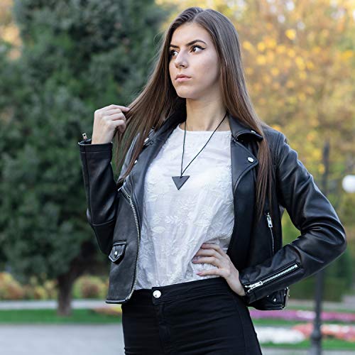 Collar de Shungite con Colgante Diseño Triángulo Invertido Hecho de Piedra Shungit para Protección Electromagnética | Joyería de Shungita Moderna, Usada para Equilibrar Energía| Triángulo Invertido