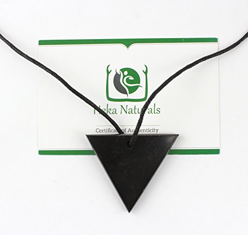 Collar de Shungite con Colgante Diseño Triángulo Invertido Hecho de Piedra Shungit para Protección Electromagnética | Joyería de Shungita Moderna, Usada para Equilibrar Energía| Triángulo Invertido