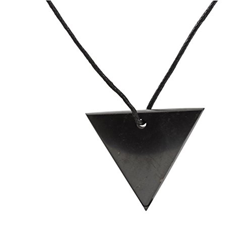 Collar de Shungite con Colgante Diseño Triángulo Invertido Hecho de Piedra Shungit para Protección Electromagnética | Joyería de Shungita Moderna, Usada para Equilibrar Energía| Triángulo Invertido