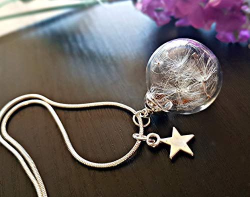 Collar del diente de león Dijes de estrella En plata de ley 925 con Caja de Regalo personalizado cadena Y amuleto Colgante de cristal regalo de cumpleaños para niñas regalo del dia de las madres