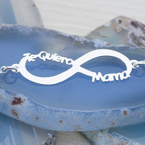Collar Infinito Te Quiero Mamá Plata de Ley 925 - Colgante para Mamá plata