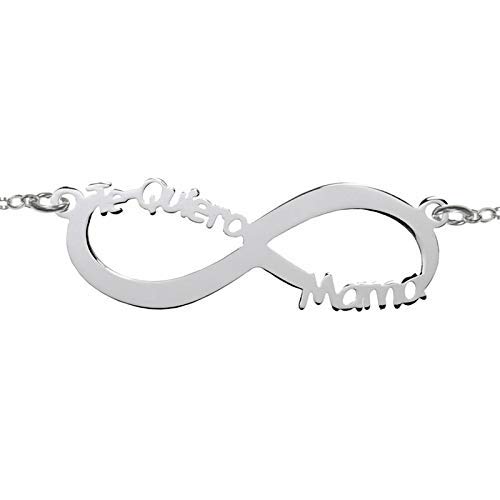 Collar Infinito Te Quiero Mamá Plata de Ley 925 - Colgante para Mamá plata