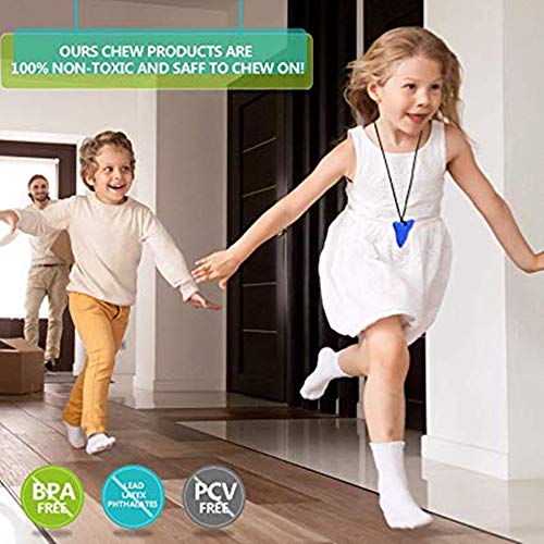 Collar para masticar con dientes de tiburón - Juguetes de dentición de silicona orgánica natural libre de BPA para el juguete mordedor sensorial de autismo (paquete de 3)