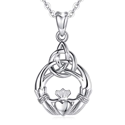 Collares de Plata para Mujeres, Plata de Ley 925 Claddagh Nudo Celta ''Tú Eres Mi único Amor'' Collar Colgante Cadena de 46 cm Joyería AEONSLOVE Regalos para Ella Mujer Esposa Muchachas
