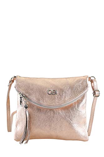 Collezione alessandro Enna - Bolso bandolera (tamaño pequeño, 22 x 17 x 3 cm, material brillante y borlas)