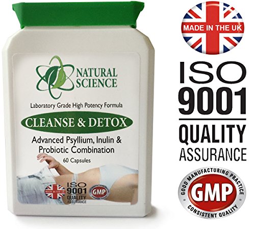 Colon Bowel CLEANSE, DETOX, PROBIOTIC - combinación ideal; psyllium, probiótico - fuerte pero suave Psyllium cleanse - MÁS 3 mil millones de bacterias amigables - 60 cápsulas Hecho en el Reino Unido