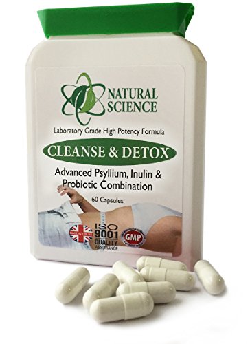 Colon Bowel CLEANSE, DETOX, PROBIOTIC - combinación ideal; psyllium, probiótico - fuerte pero suave Psyllium cleanse - MÁS 3 mil millones de bacterias amigables - 60 cápsulas Hecho en el Reino Unido