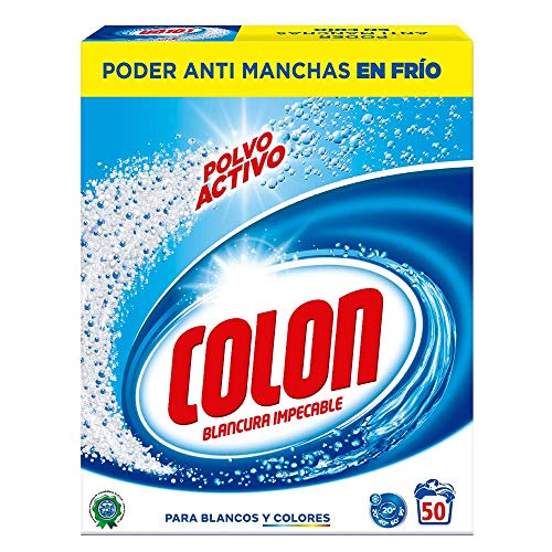 Colon Polvo Activo - Detergente para Lavadora, adecuado para Ropa Blanca y de Color, Formato Polvo - 50 dosis