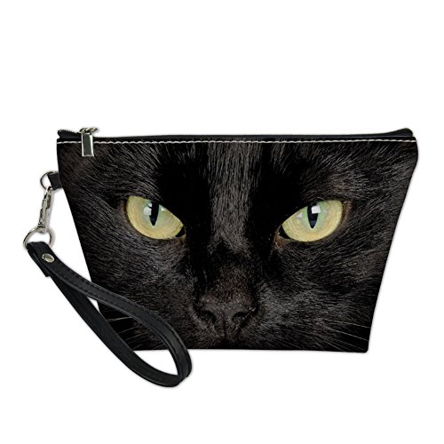 Coloranimal - Neceser de viaje para mujer, cierre con cremallera, diseño de animales de zoo, gato negro (Multicolor) - K-4137Z8