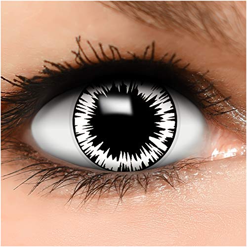 Colores Contacto lente 'Worm Hole' en blanco y negro & rojo, suave sin grosor, 2 unidades con depósito y 10 ml combinado Solución – Top de marca de calidad, cómoda. y perfecto de Halloween O Carnaval