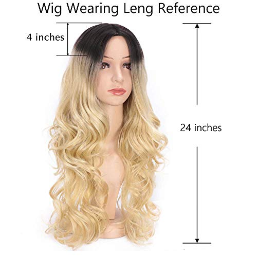 ColorfulPanda Pelucas Mujer ondulada larga y rizada Color Rubio Ombre Cabello para Mujer, De Moda para Disfraz un aspecto muy natural, Fiesta Halloween Cosplay Carnaval