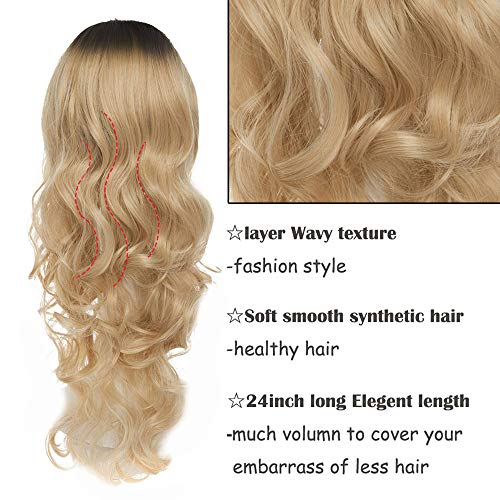 ColorfulPanda Pelucas Mujer ondulada larga y rizada Color Rubio Ombre Cabello para Mujer, De Moda para Disfraz un aspecto muy natural, Fiesta Halloween Cosplay Carnaval