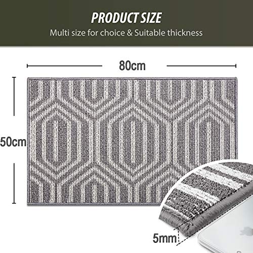 Color&Geometry Felpudo de Entrada, Alfombrilla Antideslizante, 50 x 80 cm Alfombra Exterior, Lavable a Máquina para Interior, Exterior, Patio, Cocina, Pasillo, Puerta Trasera Delantera (Gris)