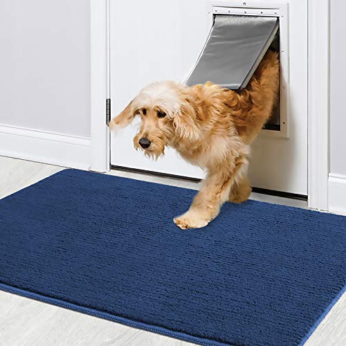 Color&Geometry Felpudo de Entrada, Interior Alfombra Alfombrilla Antideslizante, Tapete para Puerta Lavable a Máquina, Absorbente para Pasillo, Cocina, Jardín, 50 x 80 cm, Azul