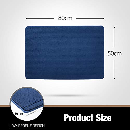Color&Geometry Felpudo de Entrada, Interior Alfombra Alfombrilla Antideslizante, Tapete para Puerta Lavable a Máquina, Absorbente para Pasillo, Cocina, Jardín, 50 x 80 cm, Azul