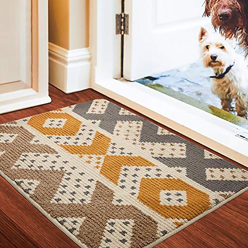 Color&Geometry Felpudo de Entrada, Interior Alfombra Antideslizante, Tapete para Puerta Lavable a Máquina, Absorbente para Pasillo, Cocina, Jardín, 60 x 90 cm, Amarillo