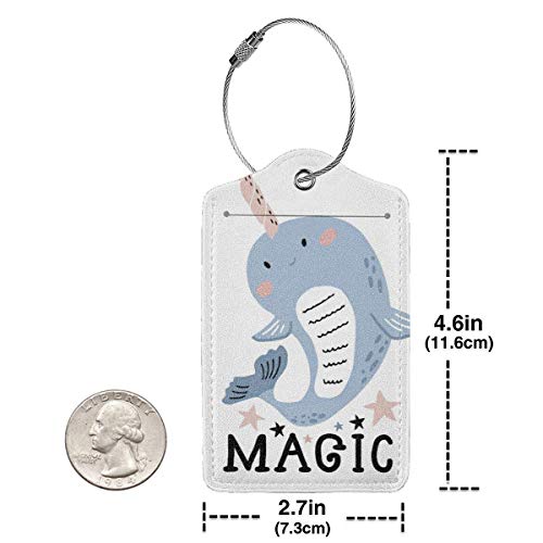 Colorido gatito de dibujos animados Magic Whale Lage Etiquetas Bolsa de cuero PU Maleta Etiquetas Diseño Viaje con Cubierta de Privacidad Trasera W/Acero Bucles