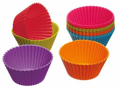 Colourworks Moldes de Silicona para Magdalenas, Multicolor, 6 cm, 12 Unidades