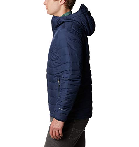 Columbia Powder Lite Hooded Chaqueta De Plumón Con Capucha, Hombre, Azul (Collegiate Navy), Talla XS