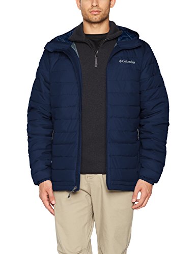 Columbia Powder Lite Hooded Chaqueta De Plumón Con Capucha, Hombre, Azul (Collegiate Navy), Talla XS