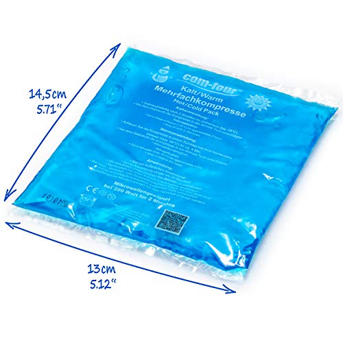 com-four® 5X Compresa Multiuso, Compresas Frías y Calientes Reusables, 13 x 14,5 cm - Apto para Microondas (05 Piezas - Medianas)