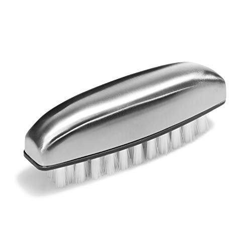 com-four® Juego de cepillos para Lavar a Mano de 3 Piezas de Acero Inoxidable y jabón de Acero Inoxidable con jabonera - Limpieza Manos, pies y uñas - Elimina olores