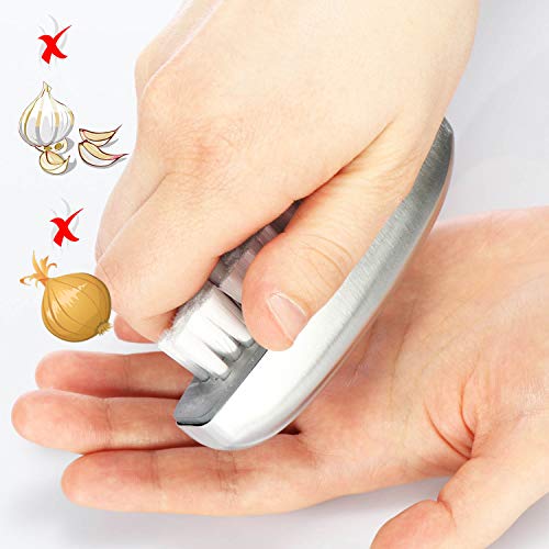 com-four® Juego de cepillos para Lavar a Mano de 3 Piezas de Acero Inoxidable y jabón de Acero Inoxidable con jabonera - Limpieza Manos, pies y uñas - Elimina olores