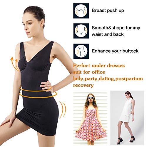 Combinación Moldeadora con Tirantes Anchos Vestido Moldeador Mujer Shapewear Body Shaper NegroM